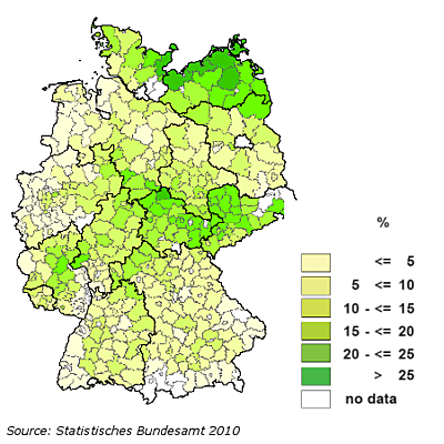 map: share of rapeseed per arable land