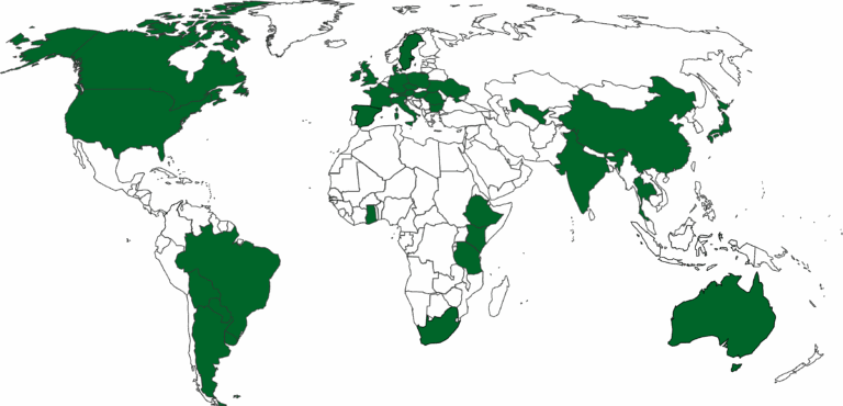 World map with CashCrop partner countries marked in green