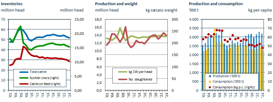 Time series of inventories, production and consumption - Example: Argentina
